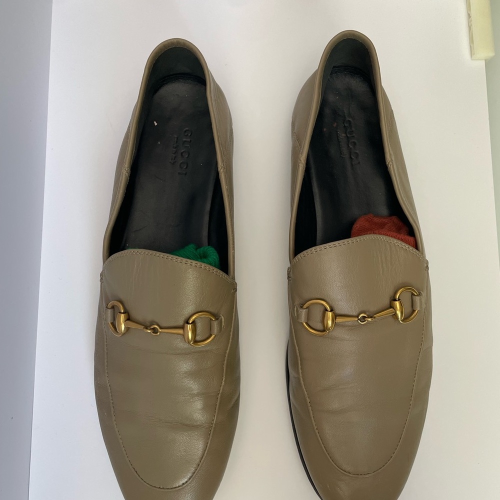 Gucci Taupe Princetown Loafers